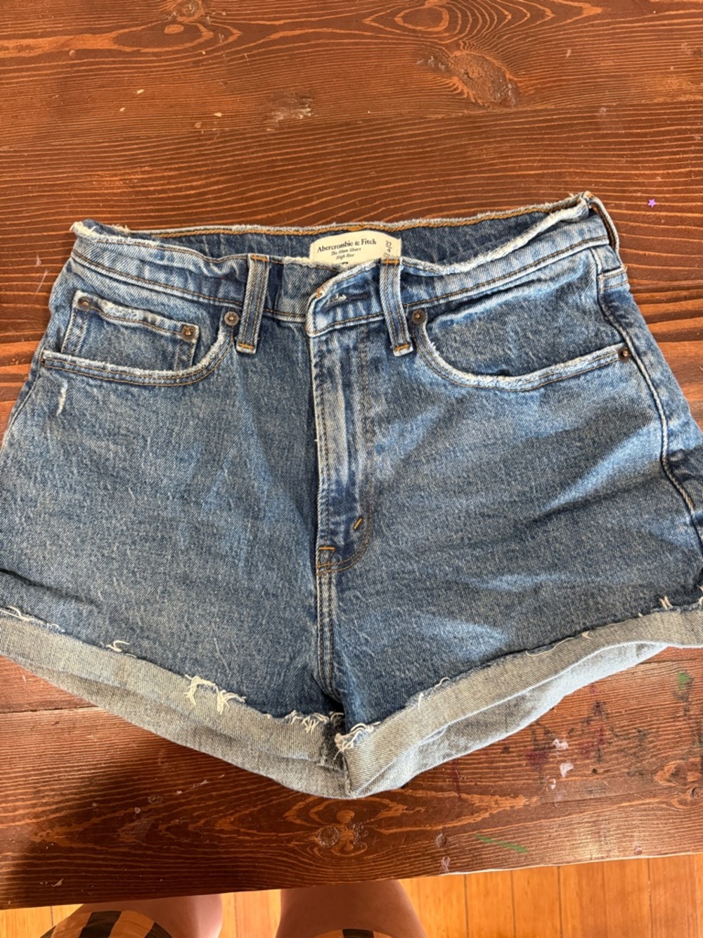 Abercrombie & Fitch Medium Blue Denim Rolled-Hem Women's Shorts